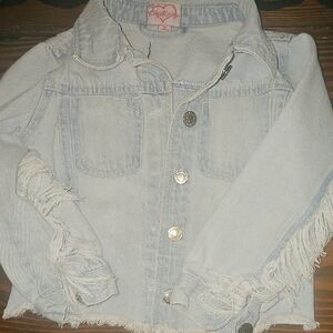 Chic Light Blue‎ Kids Jean Jacket with Fringe
